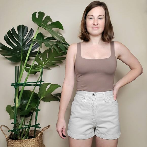 Vintage 80s 90s Guess Cream Beige High Rise Mom Jean Shorts Womens 24" - Picture 1 of 8